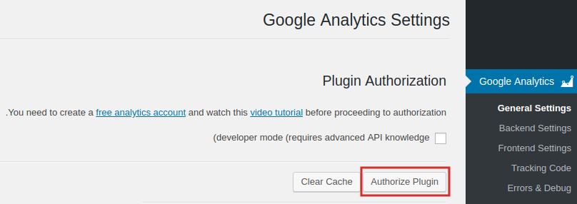 تنظیمات Google analytics