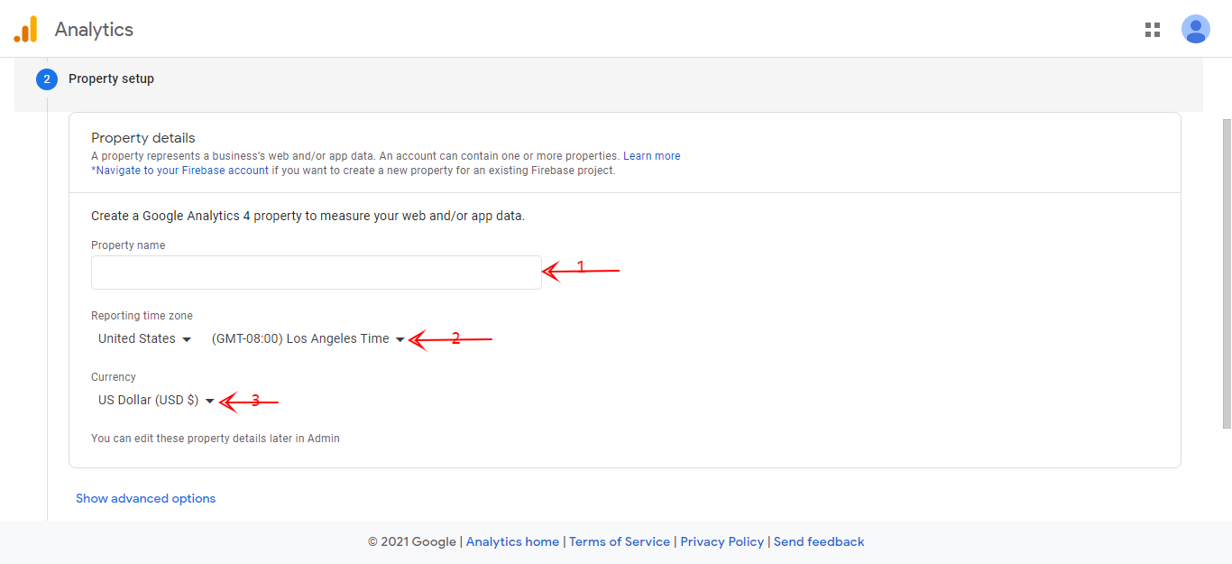 تنظمیات Google analytics
