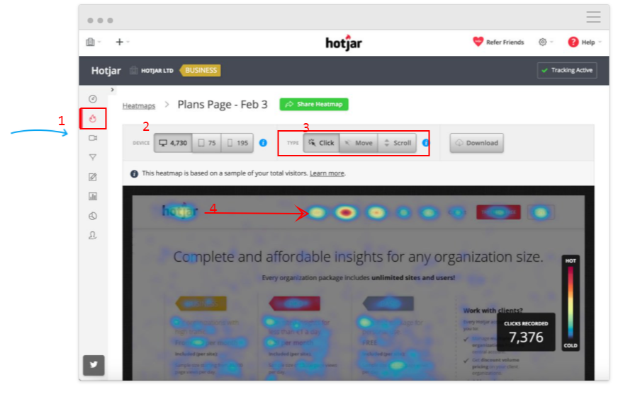 شیوه کار با افزونه hotjar